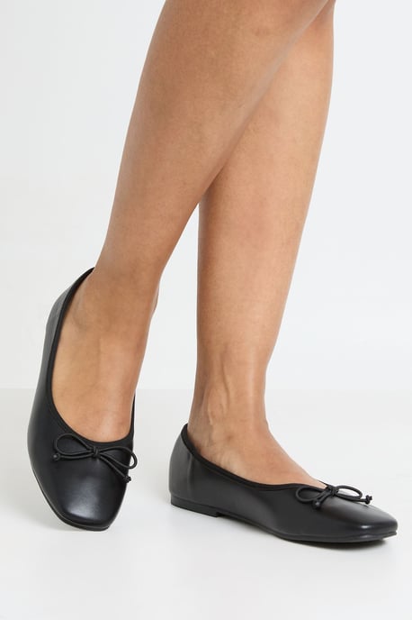 Bow Detail Square Toe Ballet Flats - Image 1