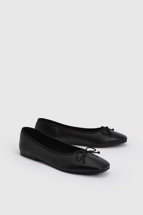 Bow Detail Square Toe Ballet Flats - Image 3