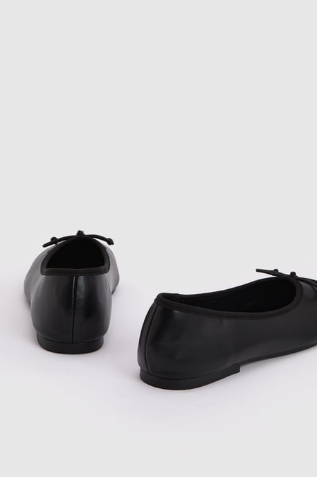 Bow Detail Square Toe Ballet Flats - Image 4