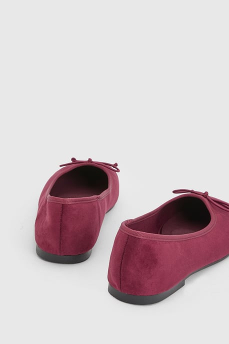 Wide Fit Bow Detail Square Toe Ballet Flats - Image 4