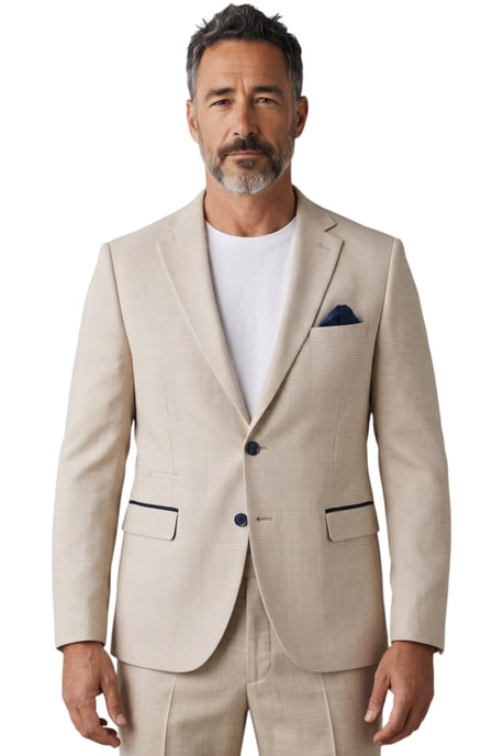 Crème geruite herenblazer met getailleerde pasvorm - Regent - Image 1