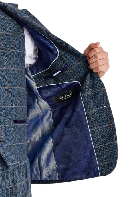 Marineblauwe tweed blazer met visgraatmotief voor heren - Harris - Image 5