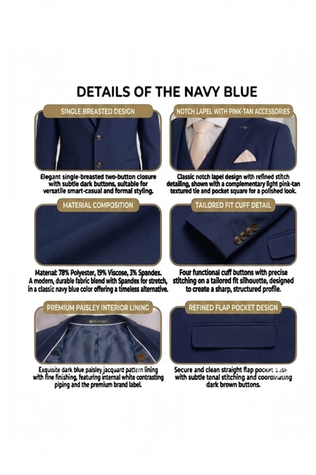 Marineblauwe, getailleerde formele blazer voor heren - Belmount - Image 6