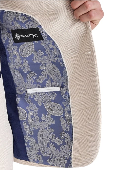 Crème geruite herenblazer met getailleerde pasvorm - Regent - Image 6