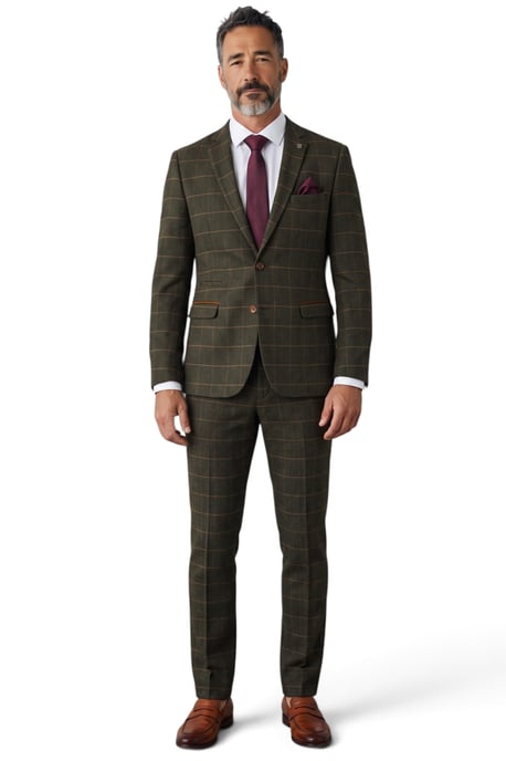 Herenblazer van groene tweed met visgraatmotief en formeel ruitpatroon - Harris - Image 2