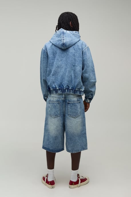 Moto Badge Longline Denim Jorts - Image 2