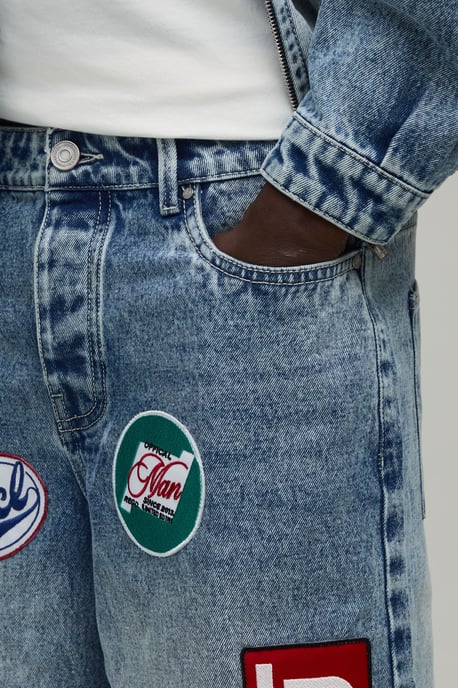 Moto Badge Longline Denim Jorts - Image 3
