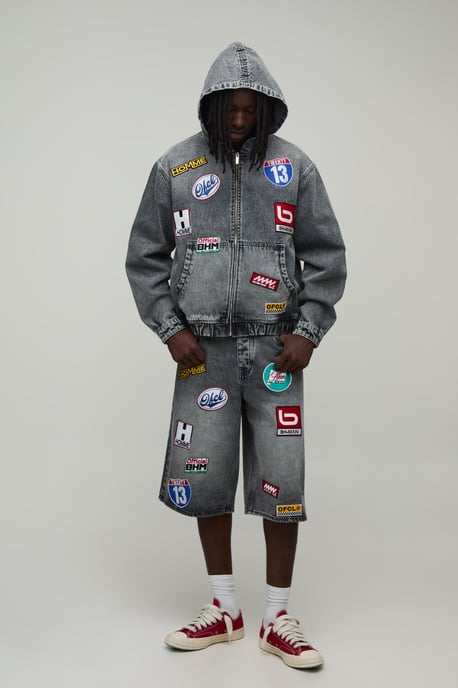 Moto Badge Longline Denim Jorts - Image 4