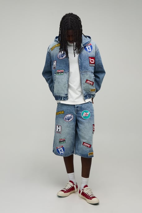 Moto Badge Longline Denim Jorts - Image 4