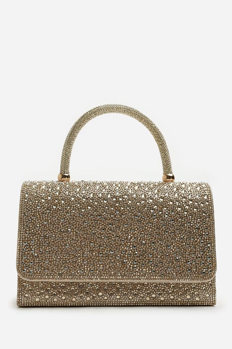 Where's That From Womens Harixa Diamante Studded Metallic Top Handle Grab Bag - Image 1