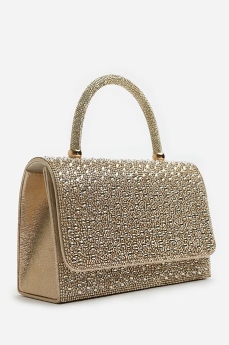 Where's That From Womens Harixa Diamante Studded Metallic Top Handle Grab Bag - Image 2