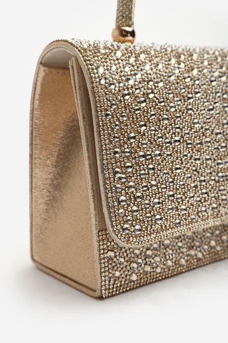 Where's That From Womens Harixa Diamante Studded Metallic Top Handle Grab Bag - Image 3