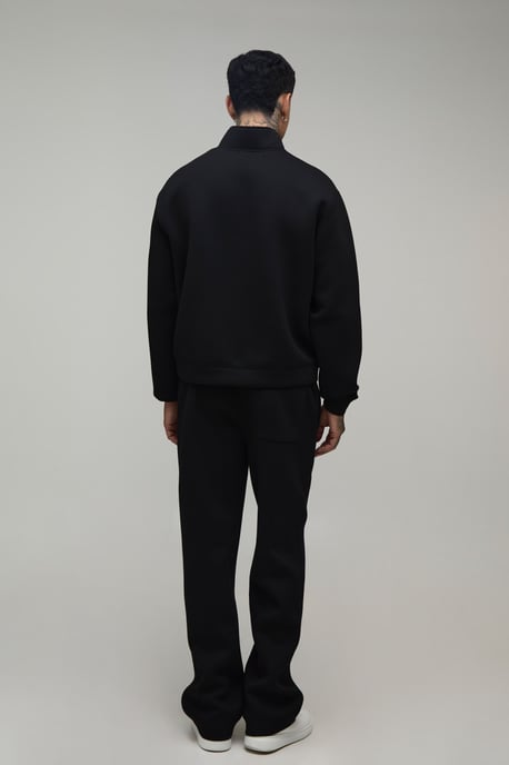 Tall Oversized Boxy Funnel Neck Zip Through Scuba Sweatshirt and Straight Leg Tracksuit - Image 2