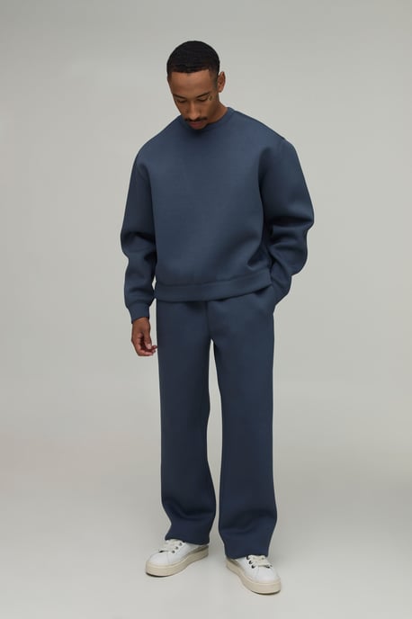Oversized Boxy Crew Neck Scuba Sweatshirt And Straight Leg Tracksuit - Image 4
