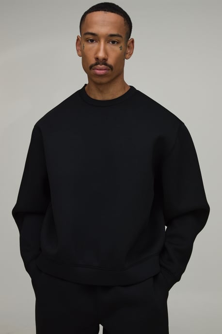Oversized Boxy Crew Neck Scuba Sweatshirt And Straight Leg Tracksuit - Image 3