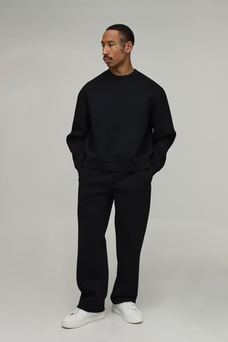 Oversized Boxy Crew Neck Scuba Sweatshirt And Straight Leg Tracksuit - Image 4