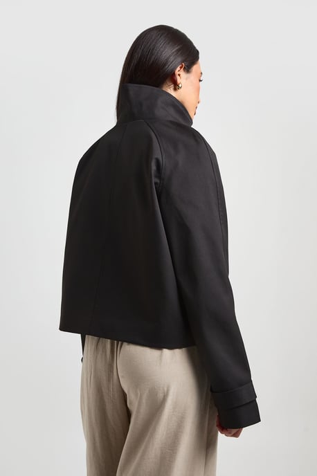 Funnel Neck Button Up Trench Coat - Image 2