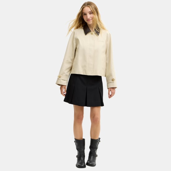 Swing Trench Coat With Leather Collar - Image 2