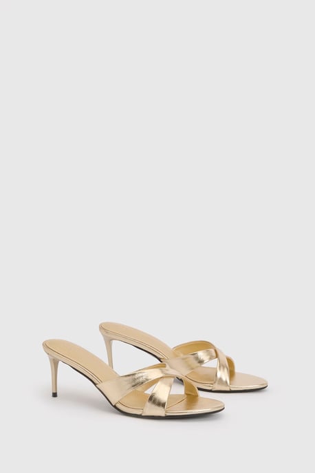Metallic Cross Front Heeled Mules - Image 3