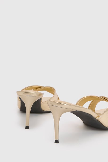 Metallic Cross Front Heeled Mules - Image 4