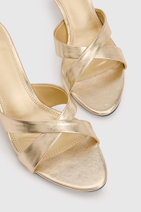 Metallic Cross Front Heeled Mules - Image 5