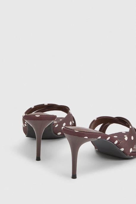 Satin Polka Dot Cross Front Heeled Mules - Image 4