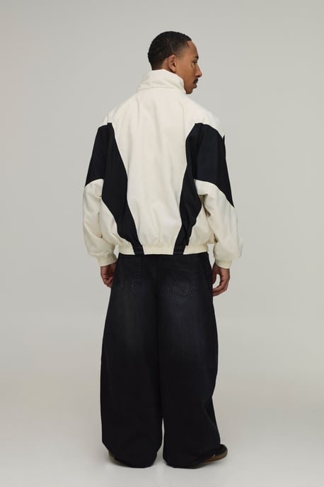 Oversized Funnel Neck Circa 98 Crest Colour Block Track Jacket - Image 2