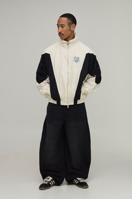 Oversized Funnel Neck Circa 98 Crest Colour Block Track Jacket - Image 4