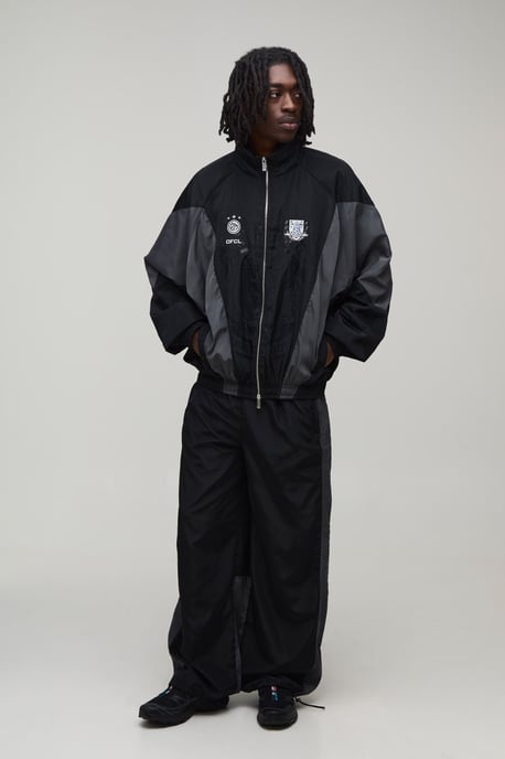 Oversized Funnel Neck Circa 98 Crest Colour Block Track Jacket - Image 4