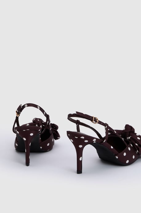 Polka Dot Bow Detail Slingback Pointed Court Heels - Image 4