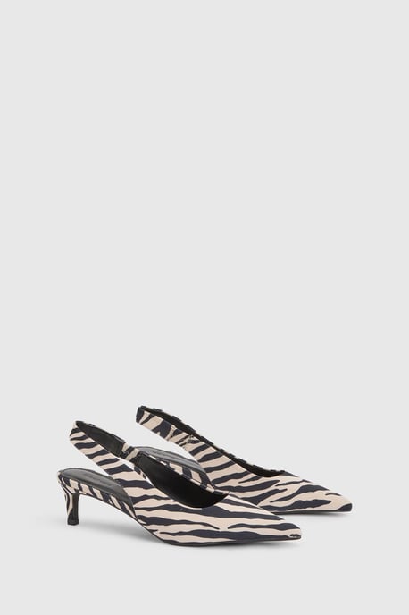 Faux Zebra Kitten Heel Slingback Pointed Court Shoes - Image 3