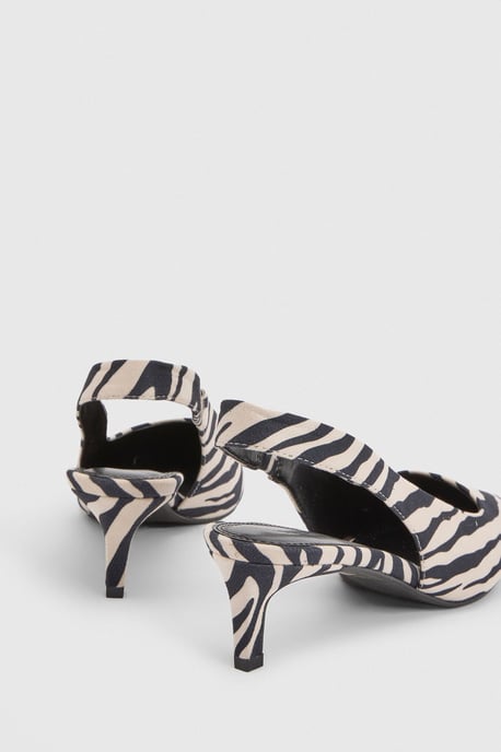 Faux Zebra Kitten Heel Slingback Pointed Court Shoes - Image 4