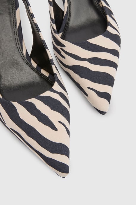 Faux Zebra Kitten Heel Slingback Pointed Court Shoes - Image 5