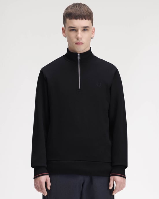 Regular Fit Long Sleeve Logo Detail Sweatshirt in Black - Image 1