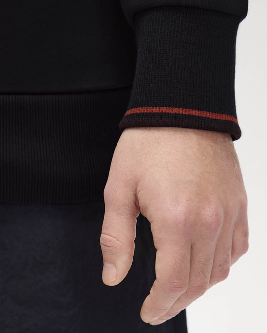 Regular Fit Long Sleeve Logo Detail Sweatshirt in Black - Image 4
