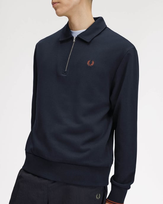Relaxed Fit Long Sleeve Logo Detail Sweatshirt in Navy - Image 2