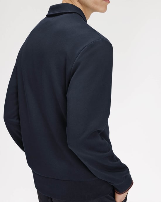 Relaxed Fit Long Sleeve Logo Detail Sweatshirt in Navy - Image 4