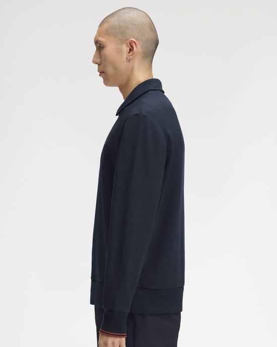 Relaxed Fit Long Sleeve Logo Detail Sweatshirt in Navy - Image 5