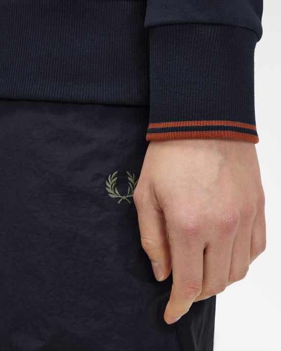 Relaxed Fit Long Sleeve Logo Detail Sweatshirt in Navy - Image 6