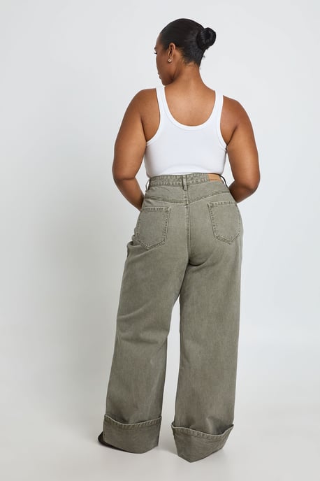 Plus High Waist Turn Up Straight Leg Jean - Image 2