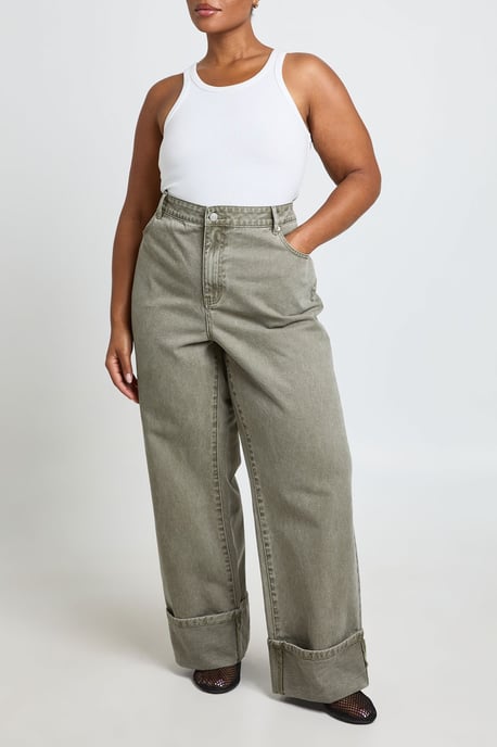 Plus High Waist Turn Up Straight Leg Jean - Image 3