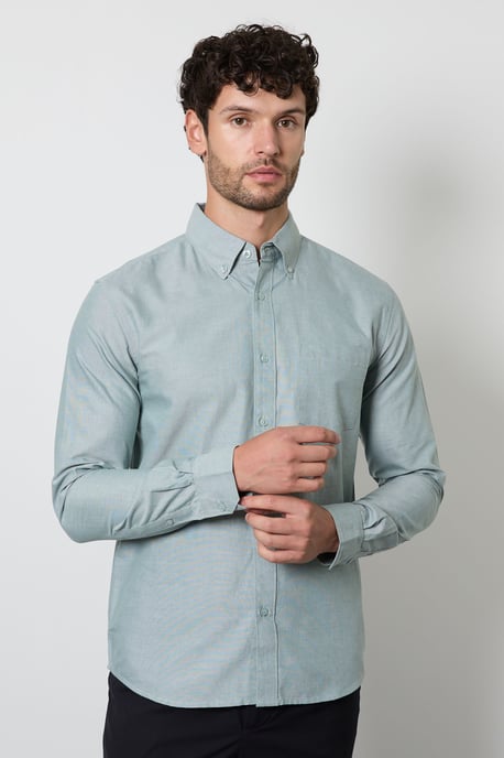 Green Oxford Long Sleeve Shirt - Image 1