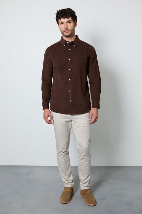 Chocolate Corduroy Long Sleeve Shirt - Image 4