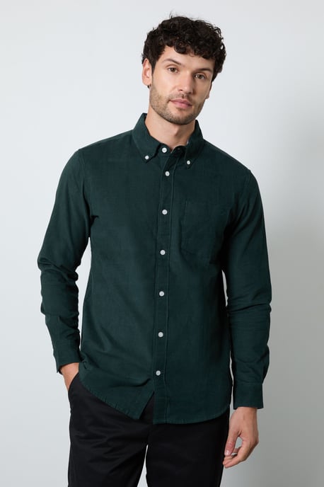 Teal Corduroy Long Sleeve Shirt - Image 1