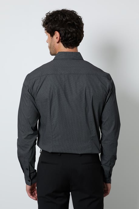 Black Tile Print Smart Long Sleeve Shirt - Image 3
