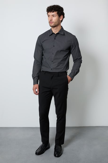Black Tile Print Smart Long Sleeve Shirt - Image 4