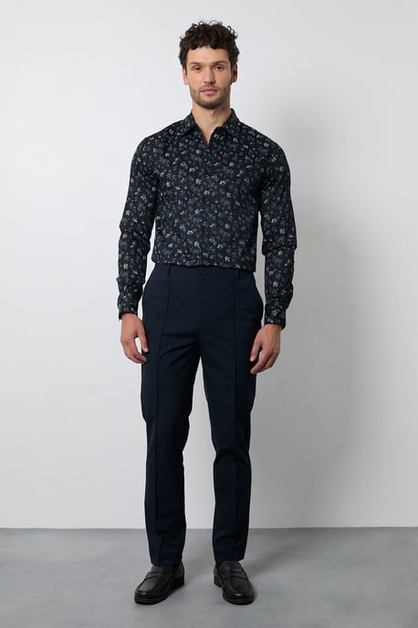 Black Floral Print Long Sleeve Smart Shirt - Image 4