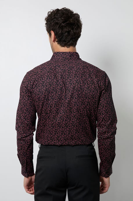 Red Ditsy Print Long Sleeve Smart Shirt - Image 2