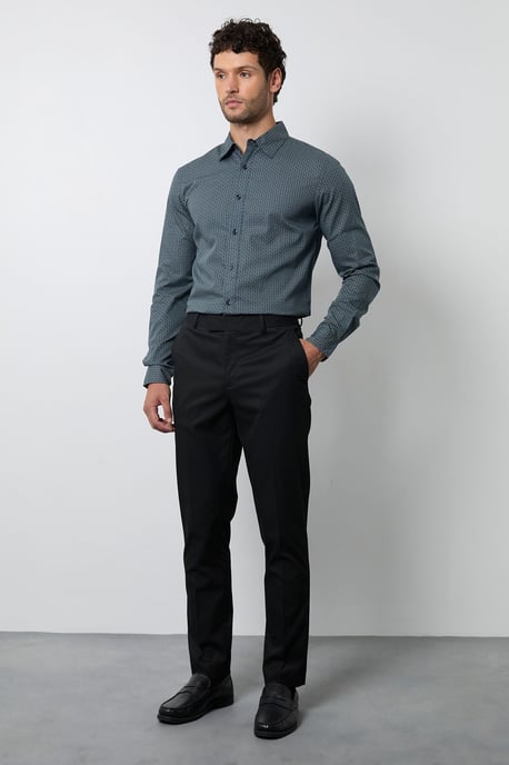 Green Geo Print Long Sleeve Smart Shirt - Image 4