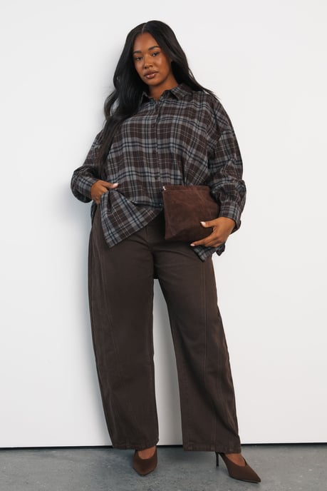 Plus Seam Detail Barrel Jean - Image 1
